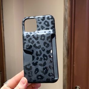 IPHONE 11 pro black leopard wallet case